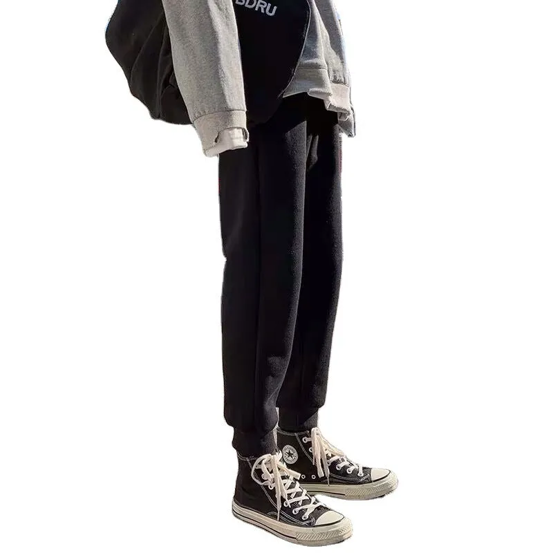 Pants Men Korean Trendy Loose Jogger Casual Long All-Matching Ankle-Length Inner Gray Sporty Pants