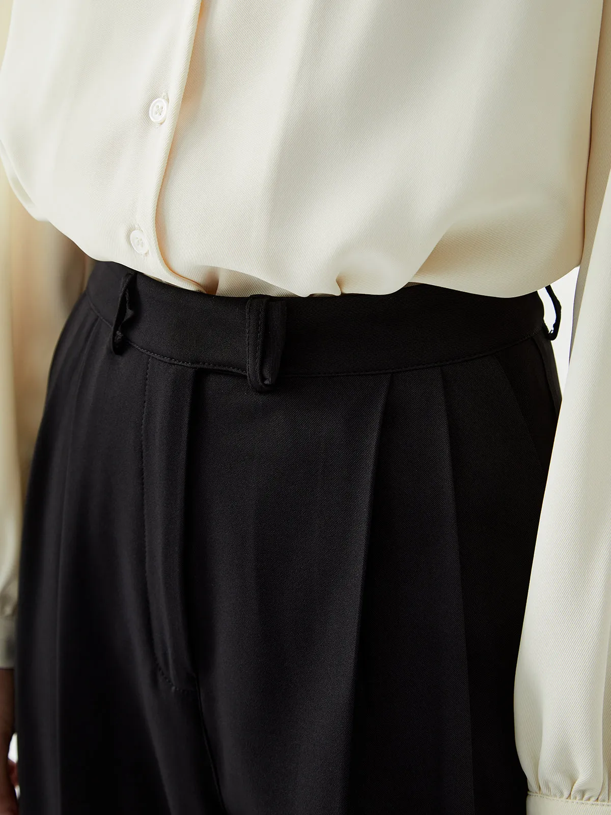 Pleated High Waist Trendy Wide Leg Dress Pant