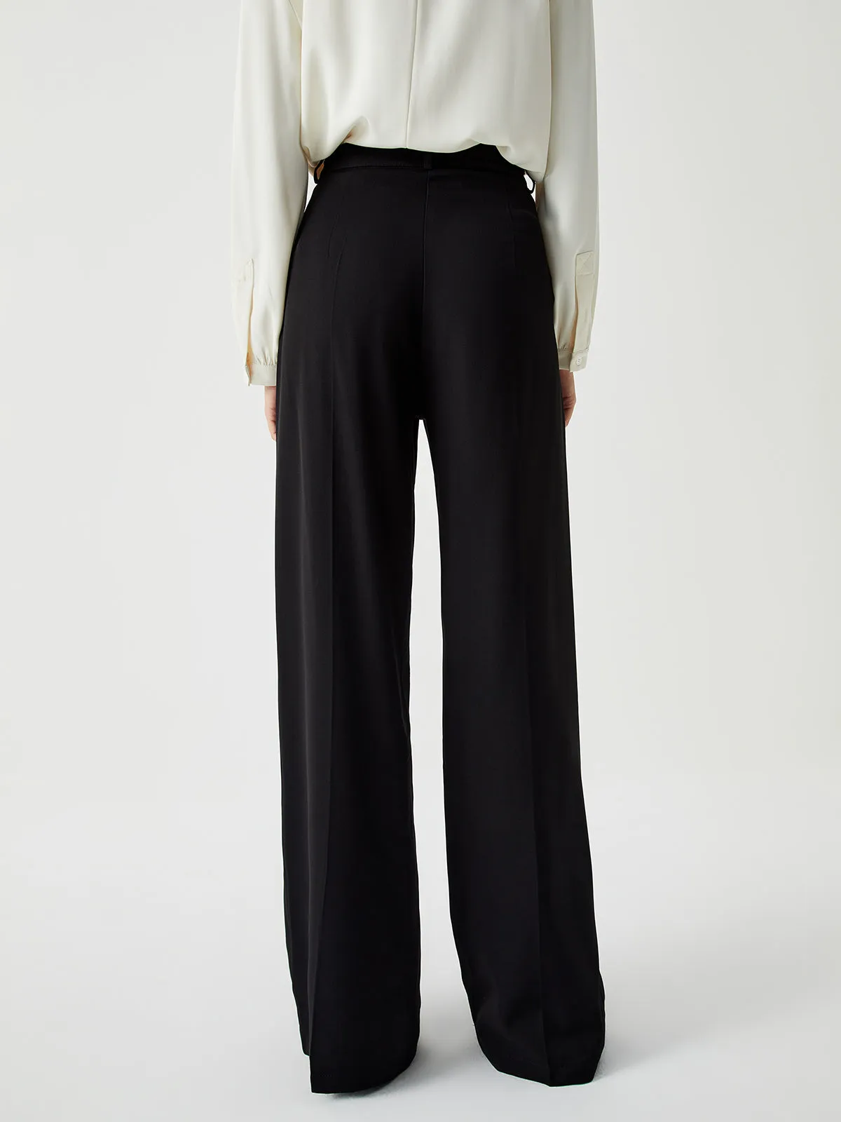 Pleated High Waist Trendy Wide Leg Dress Pant