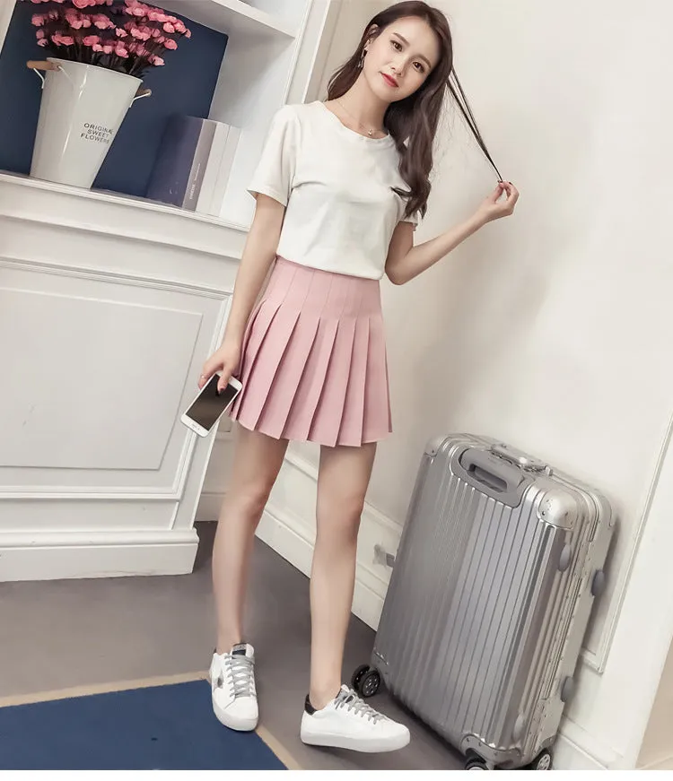 Pleated Women Student Korean Short Slim Look High Waist Skirt Shorts