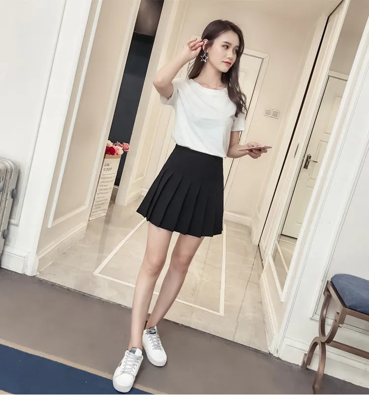 Pleated Women Student Korean Short Slim Look High Waist Skirt Shorts