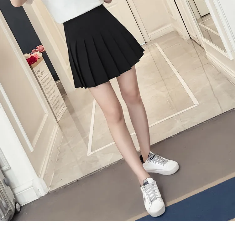 Pleated Women Student Korean Short Slim Look High Waist Skirt Shorts