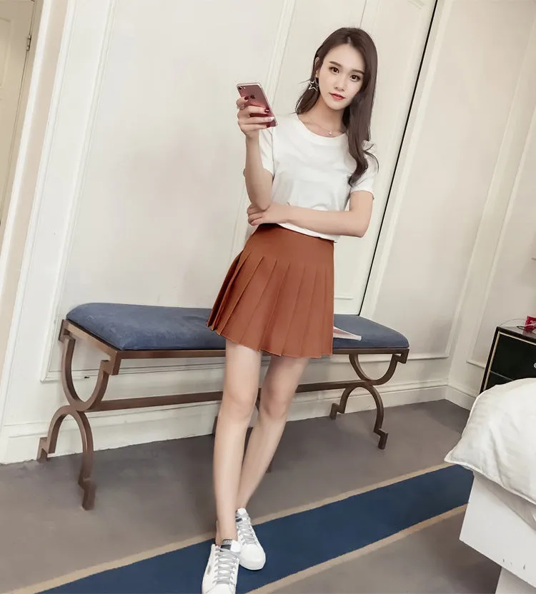 Pleated Women Student Korean Short Slim Look High Waist Skirt Shorts