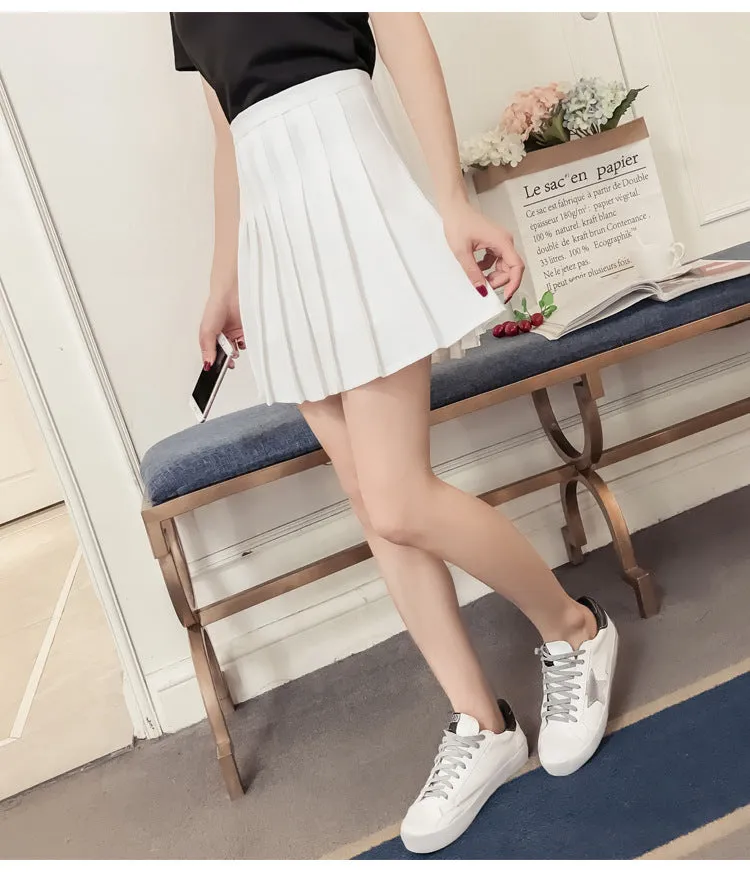 Pleated Women Student Korean Short Slim Look High Waist Skirt Shorts