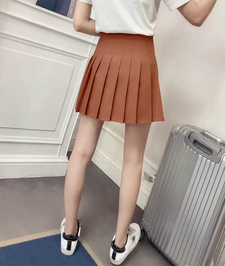 Pleated Women Student Korean Short Slim Look High Waist Skirt Shorts