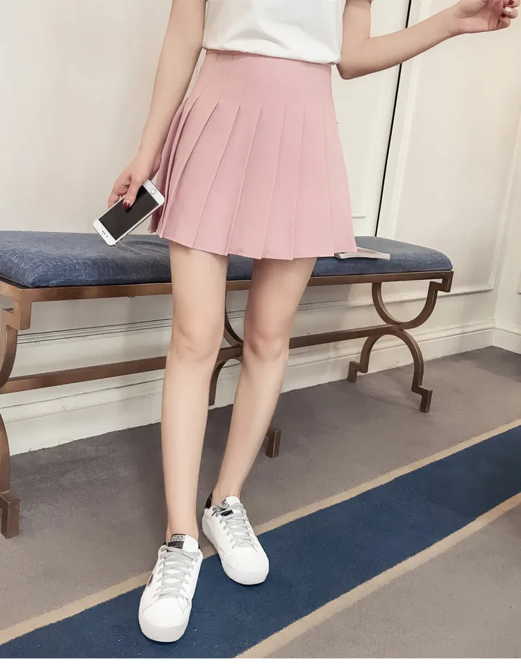 Pleated Women Student Korean Short Slim Look High Waist Skirt Shorts