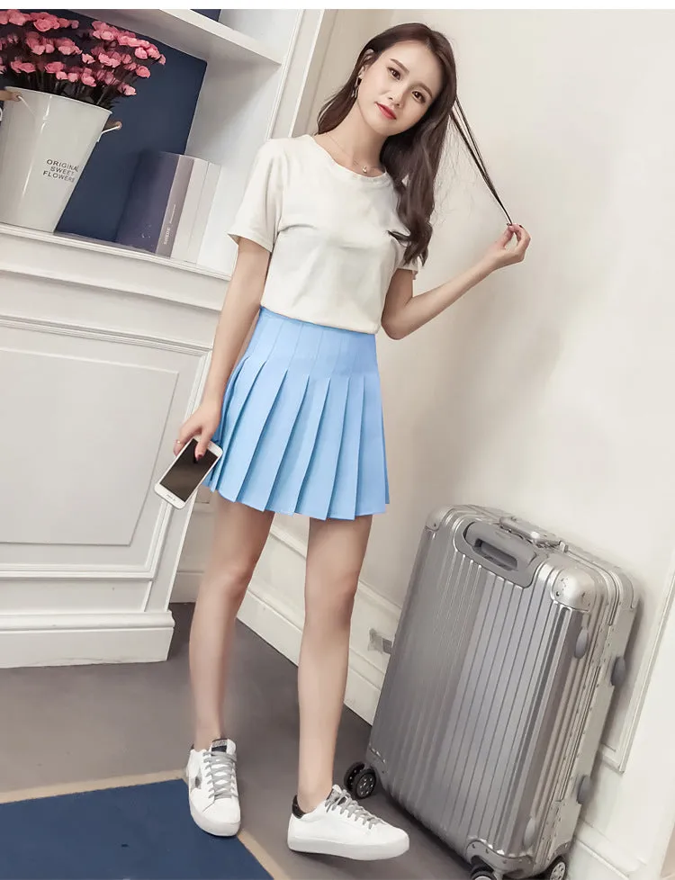 Pleated Women Student Korean Short Slim Look High Waist Skirt Shorts