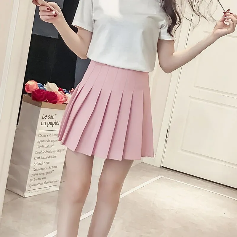 Pleated Women Student Korean Short Slim Look High Waist Skirt Shorts