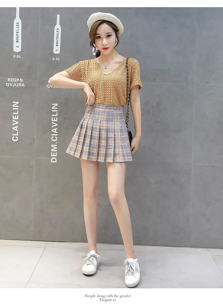 Pleated Women Student Korean Short Slim Look High Waist Skirt Shorts