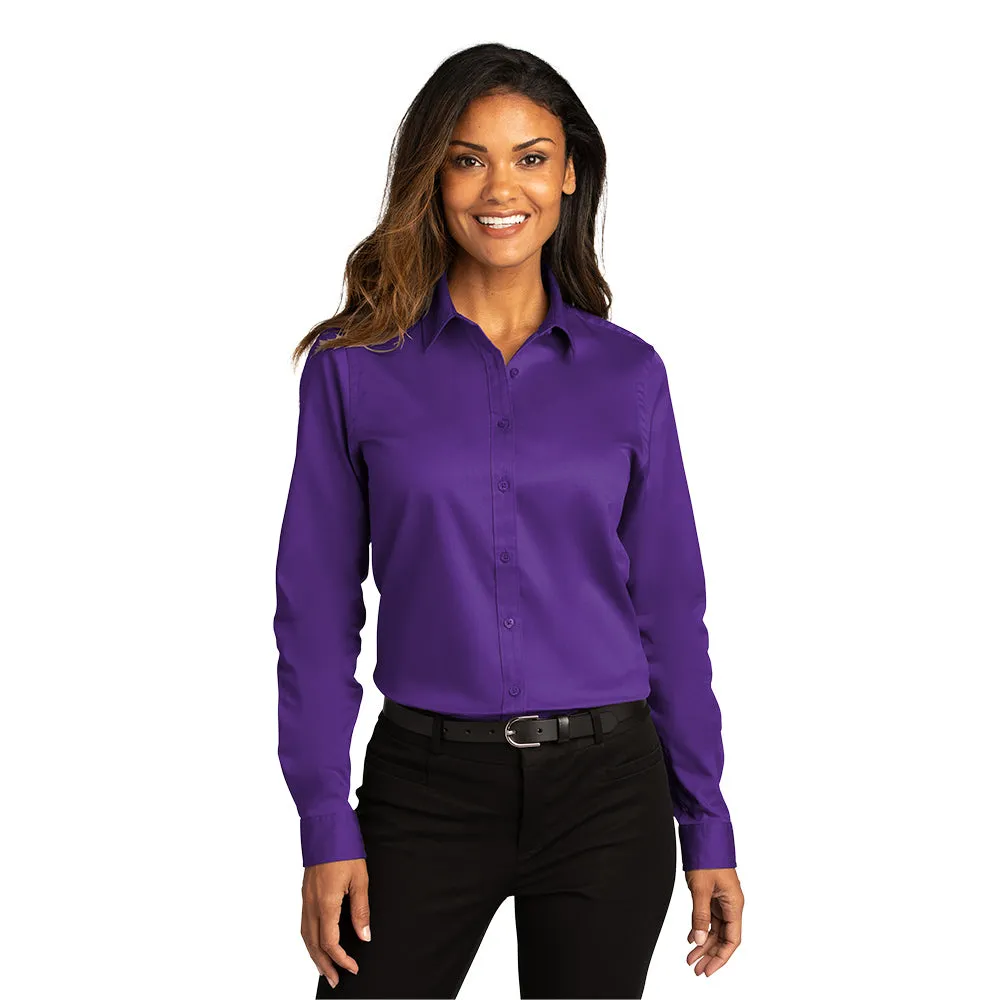 Port Authority® Women's Long Sleeve SuperPro React ™ Twill Shirt - Purple