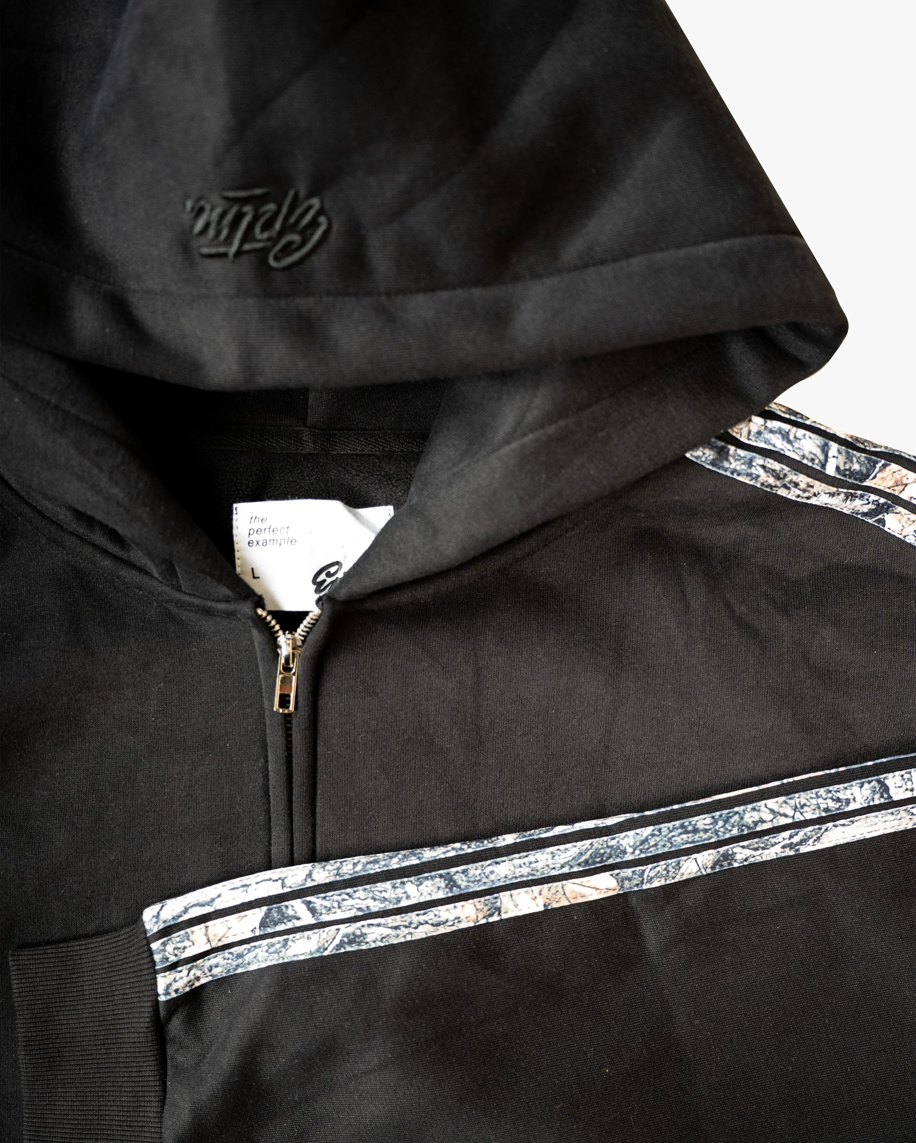 REAL CAMO STRIPED ZIP UP HOODIE - BLACK