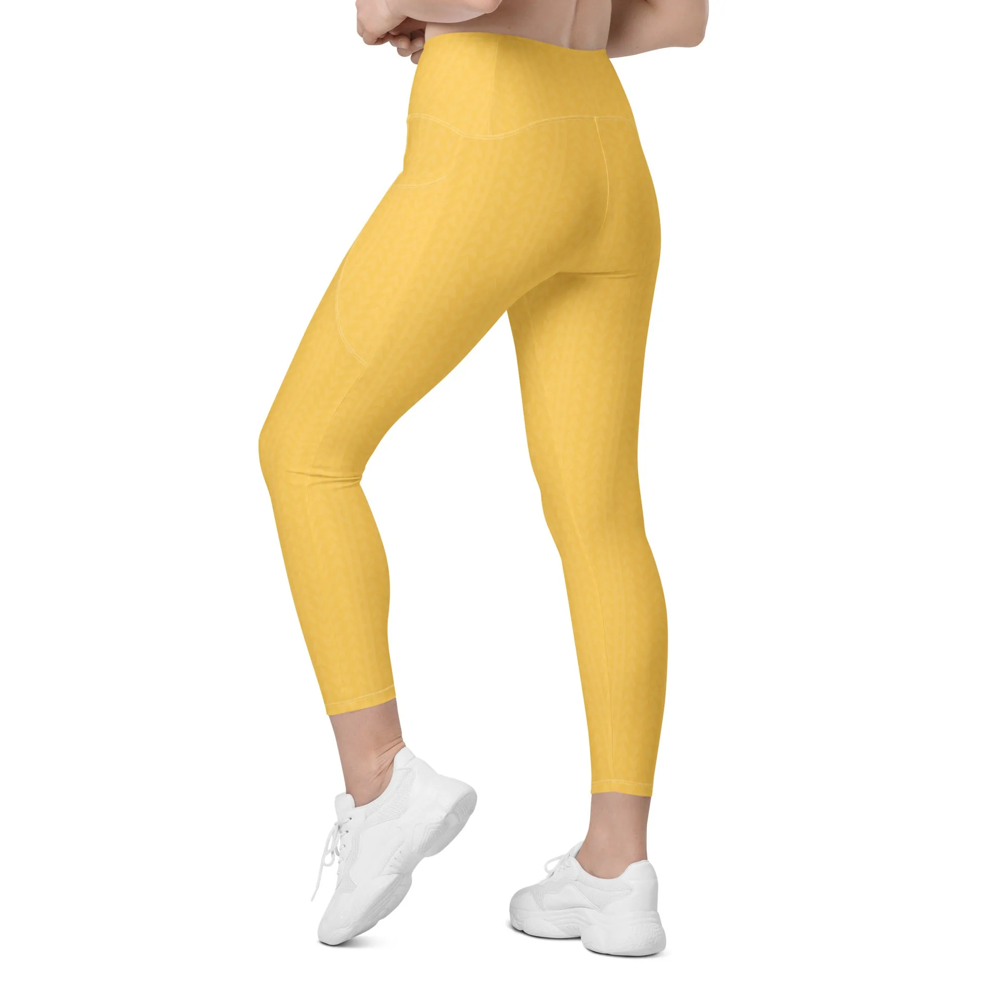 Samoa Yellow High Waisted Leggings with Pockets