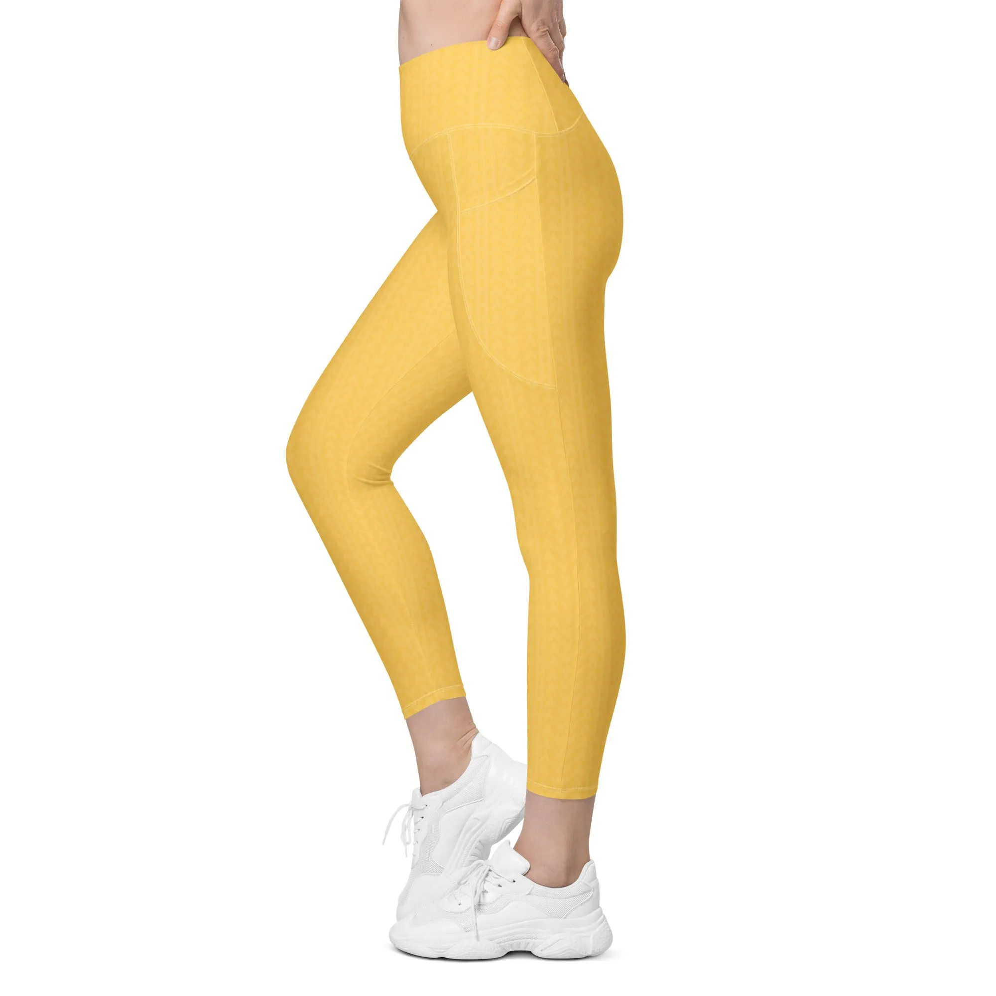 Samoa Yellow High Waisted Leggings with Pockets