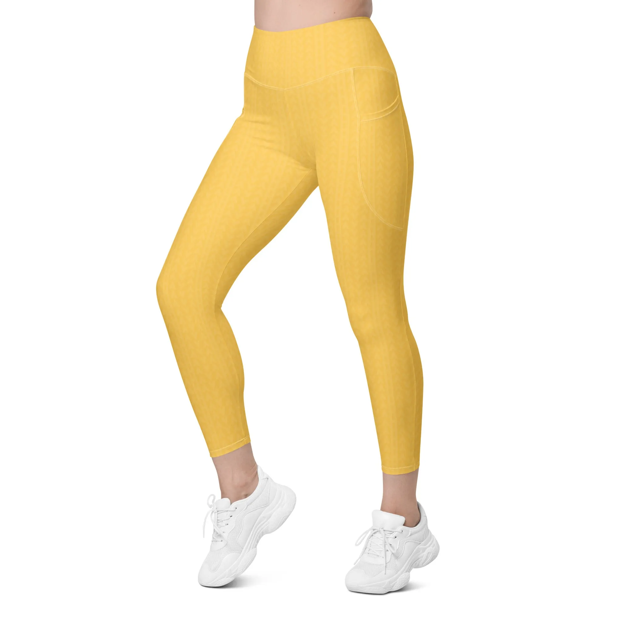 Samoa Yellow High Waisted Leggings with Pockets