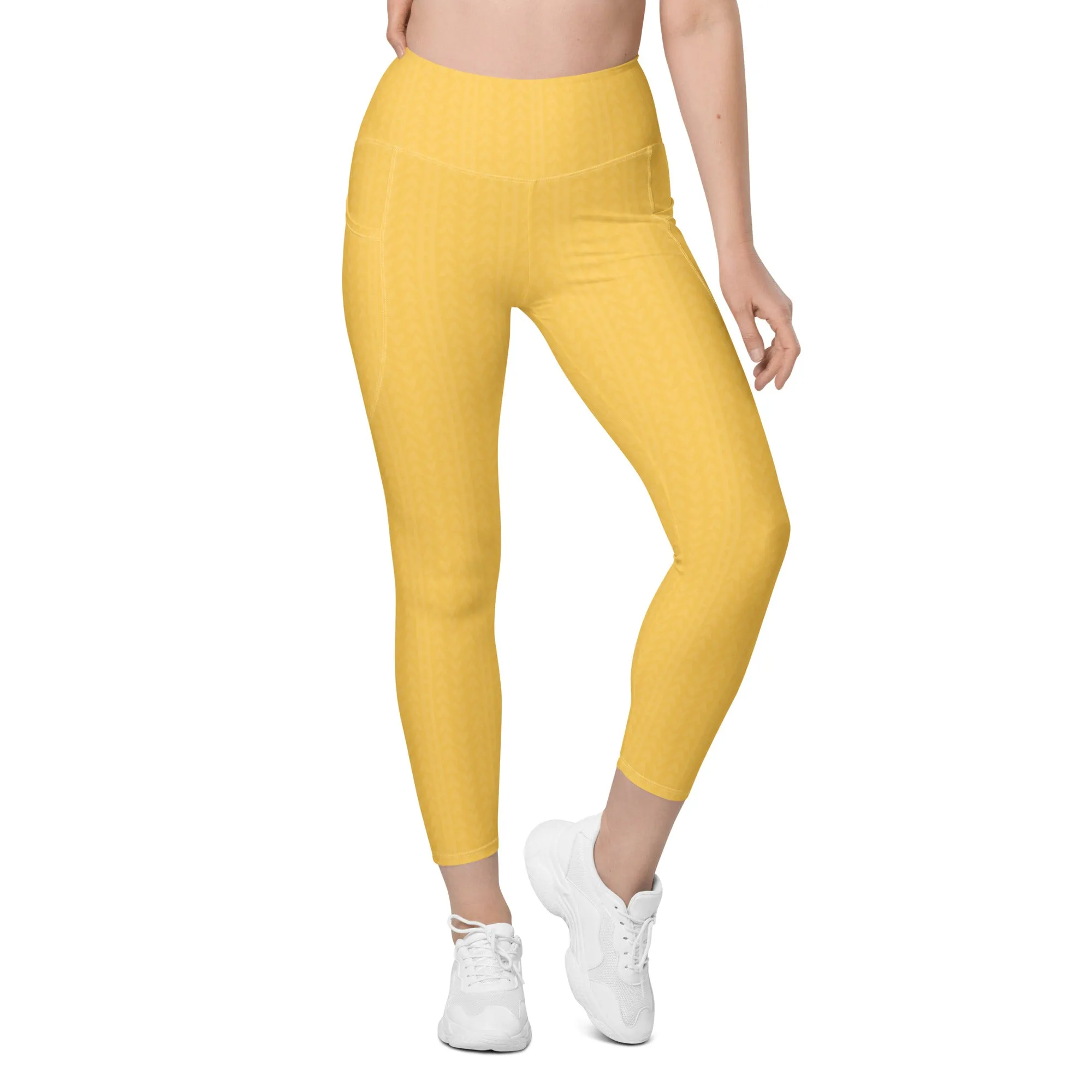 Samoa Yellow High Waisted Leggings with Pockets