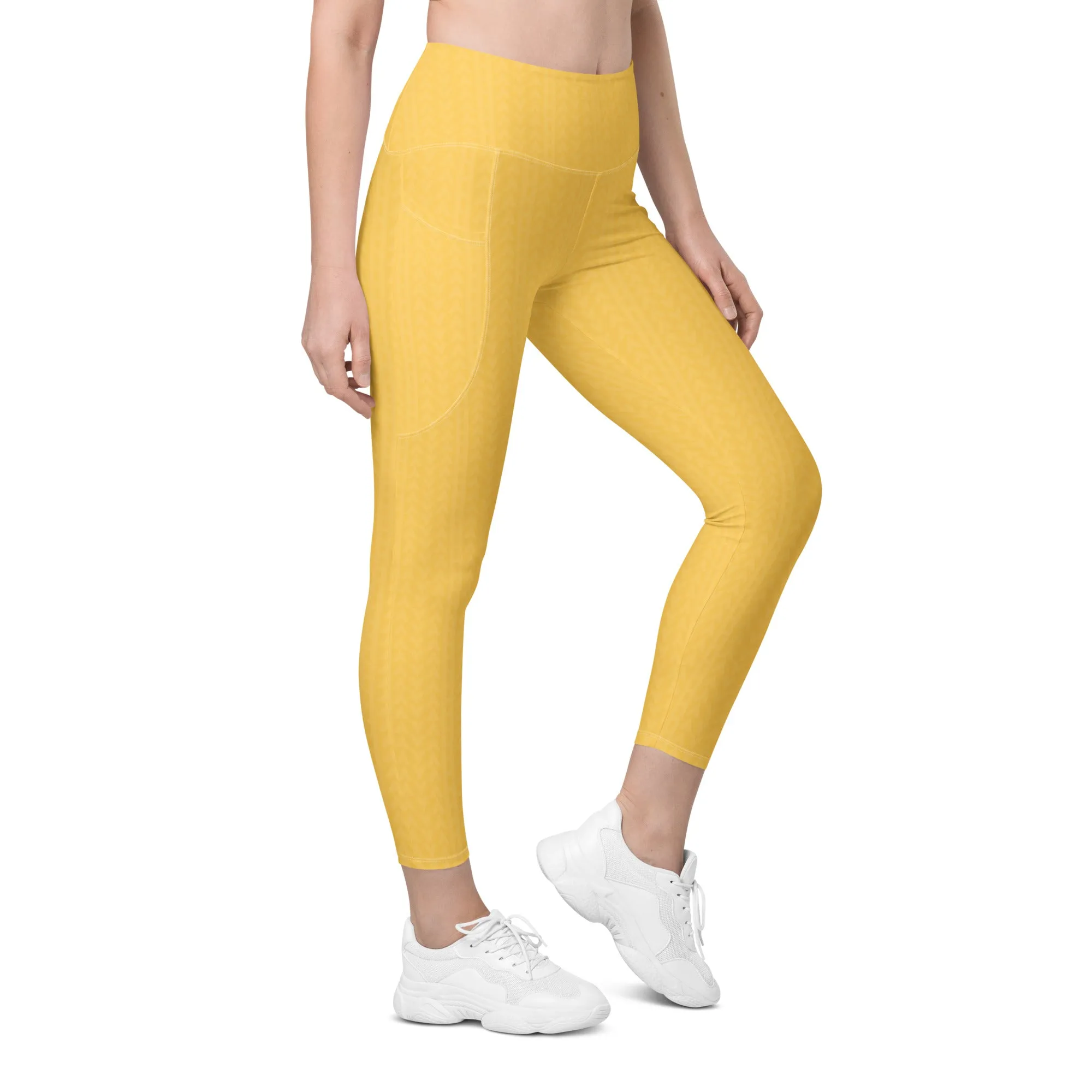 Samoa Yellow High Waisted Leggings with Pockets