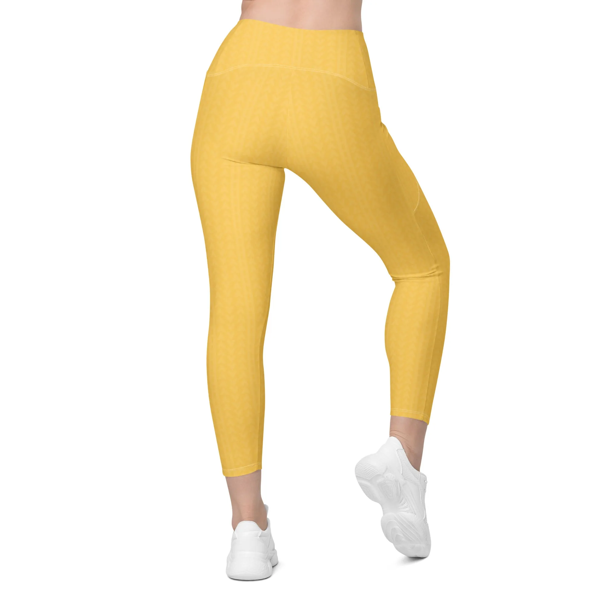 Samoa Yellow High Waisted Leggings with Pockets