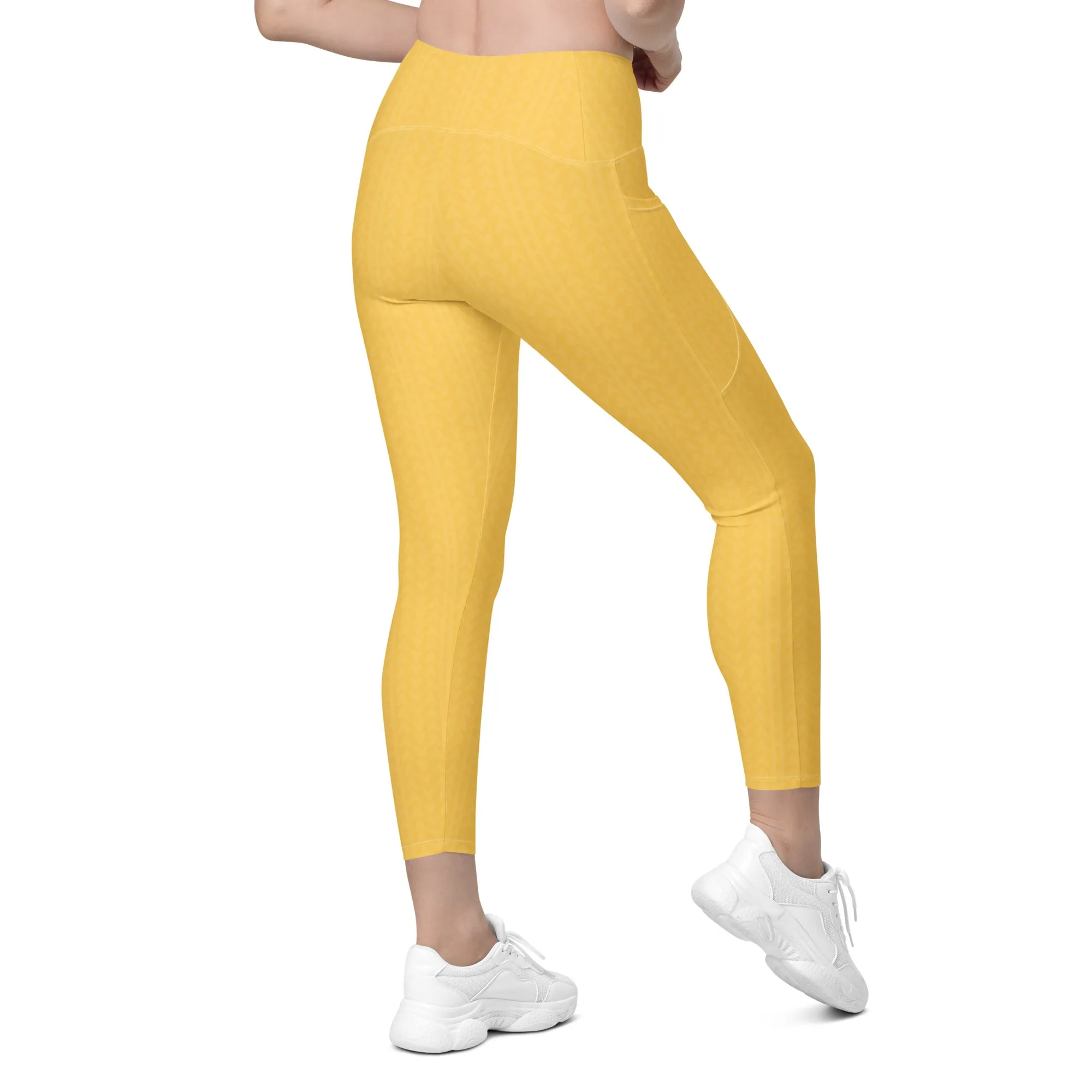 Samoa Yellow High Waisted Leggings with Pockets