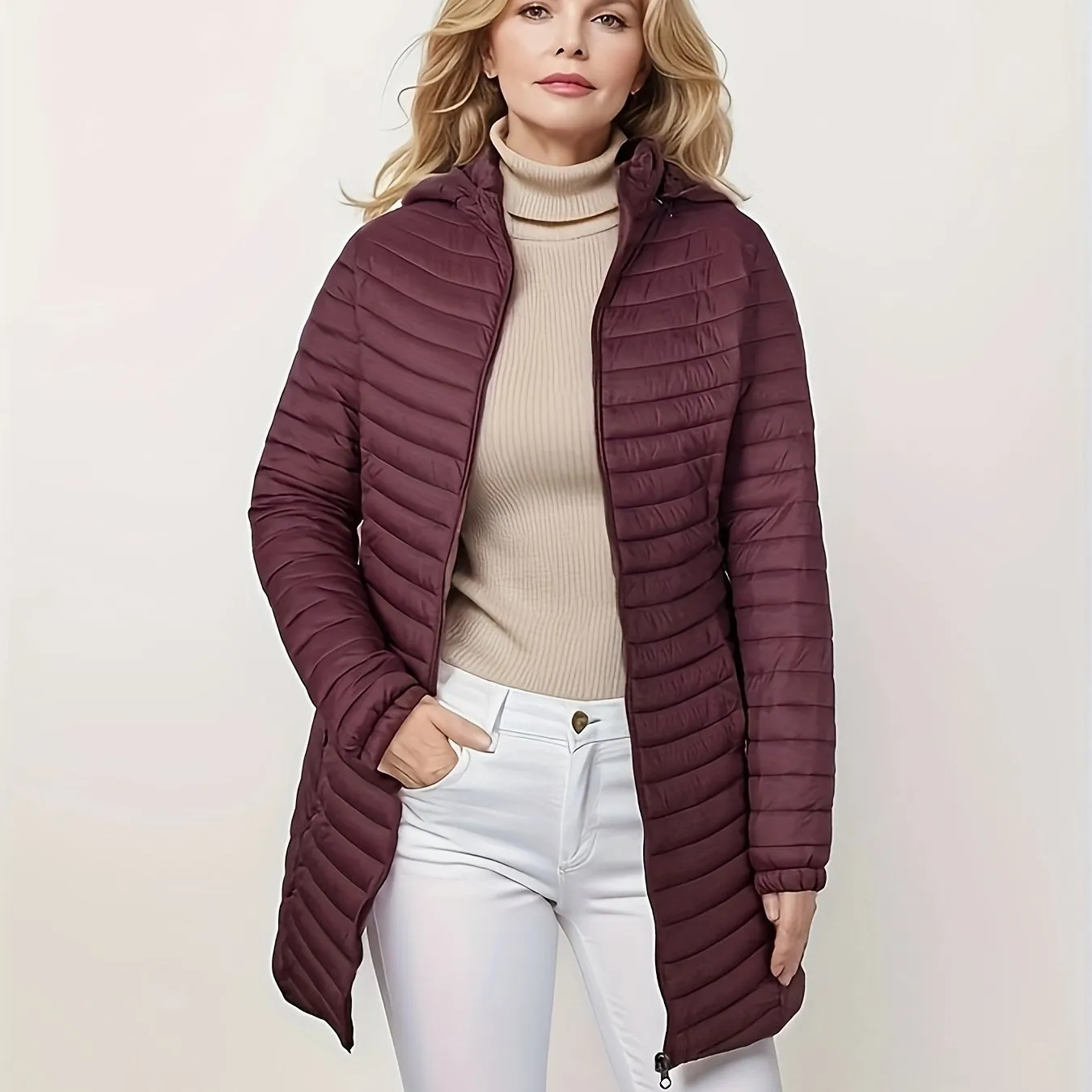 Sara | Casual quilted jacket with hood and zipper front