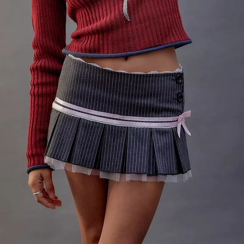 Storie Pleated Bow Mini Skirt