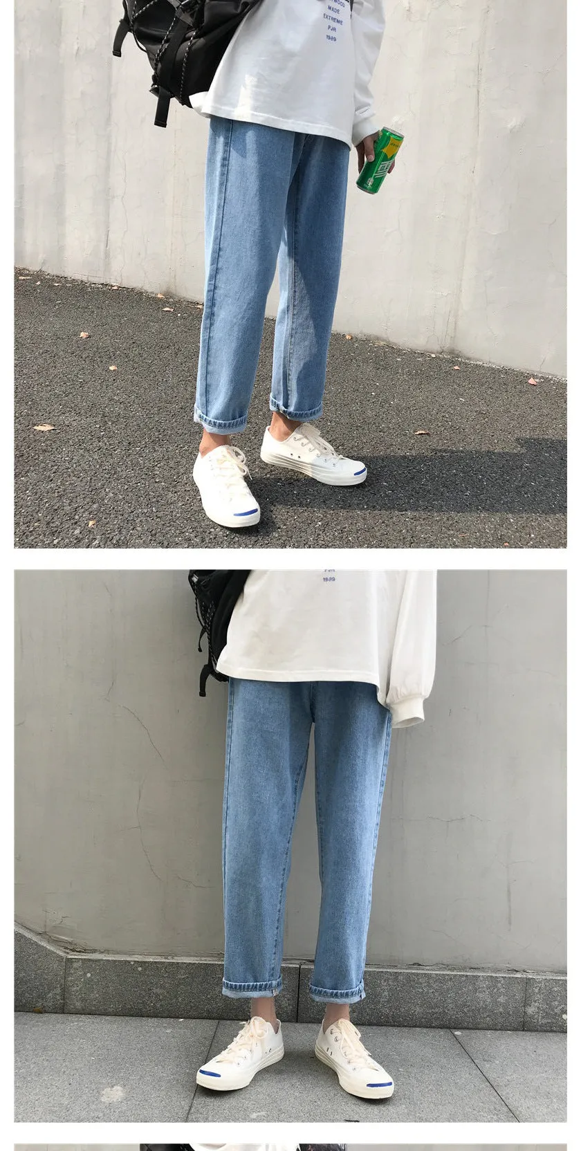 Summer Thin INS Popular Denim Pants Straight Loose Trendy All-Matching Pants