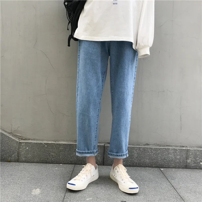 Summer Thin INS Popular Denim Pants Straight Loose Trendy All-Matching Pants