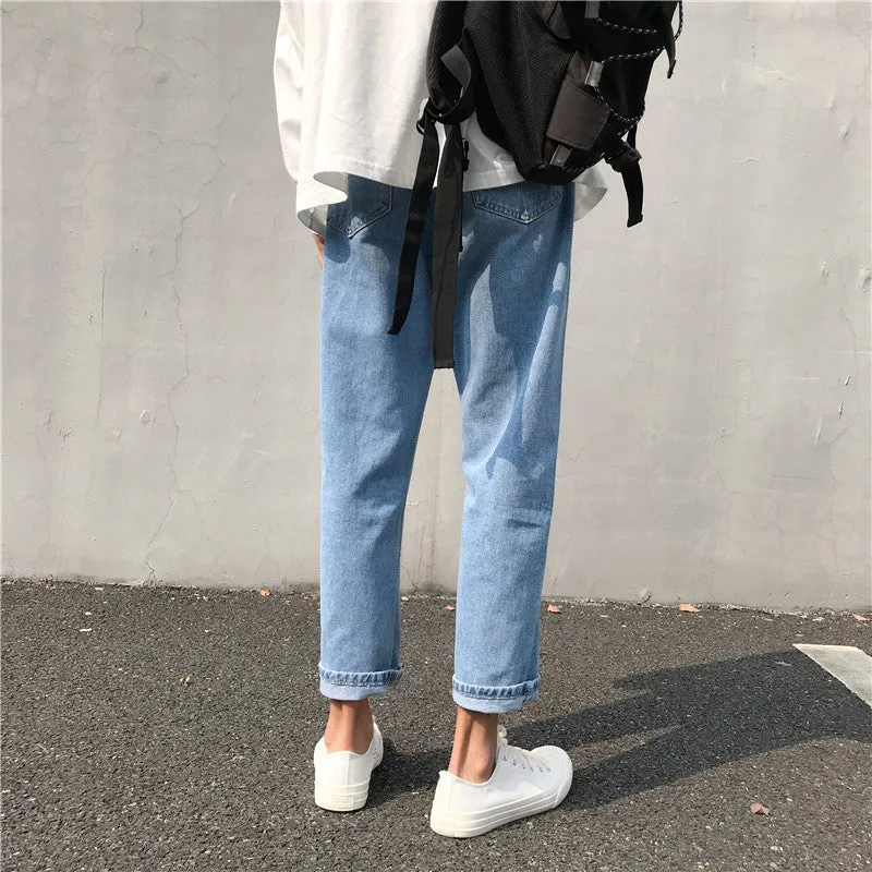 Summer Thin INS Popular Denim Pants Straight Loose Trendy All-Matching Pants