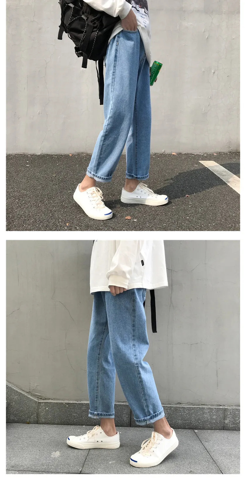 Summer Thin INS Popular Denim Pants Straight Loose Trendy All-Matching Pants