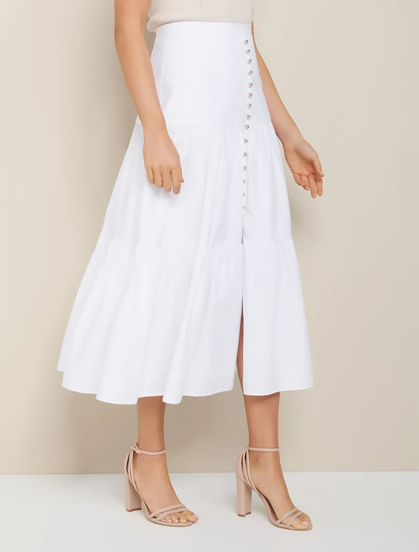 Tammy Tiered Poplin Midi Skirt