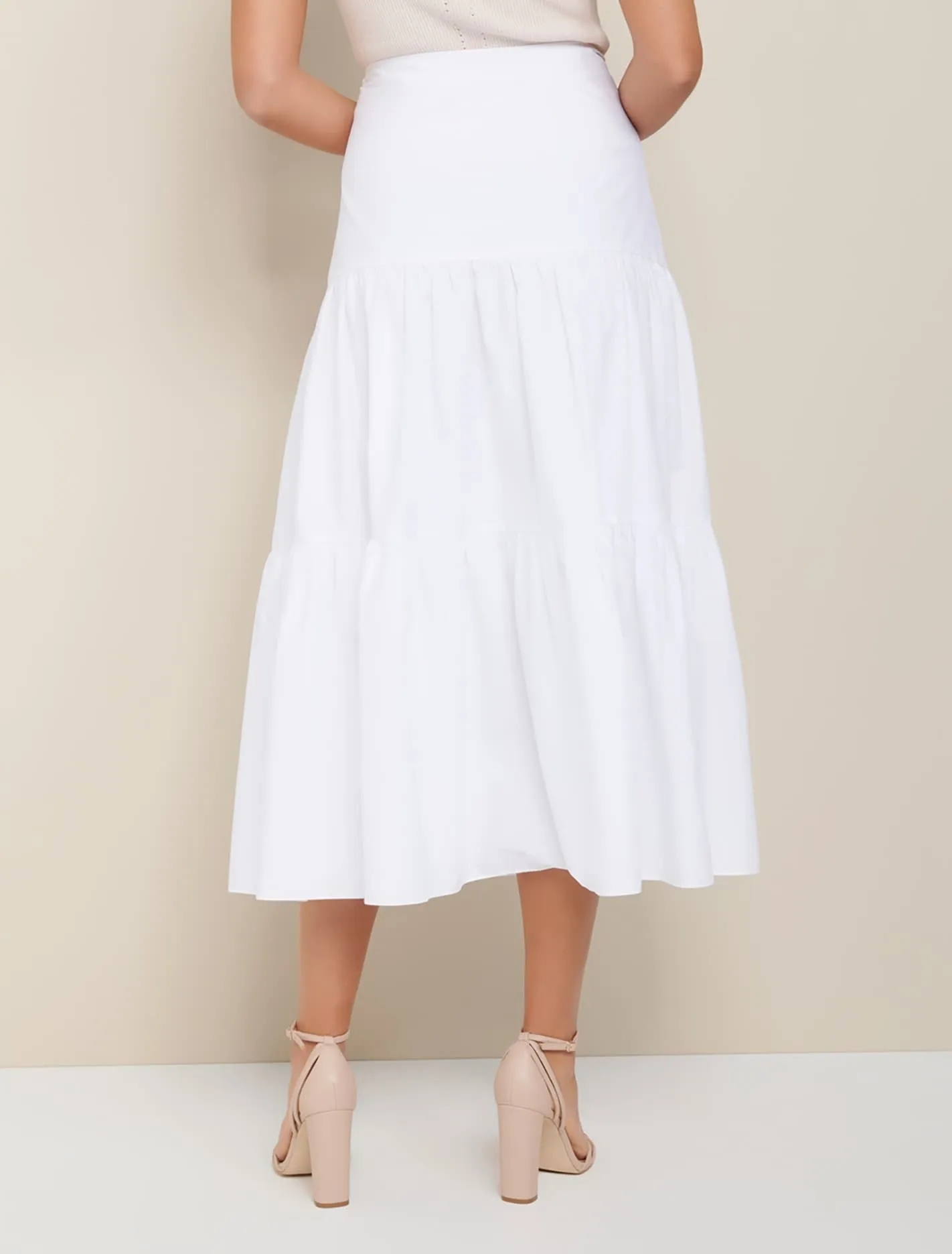 Tammy Tiered Poplin Midi Skirt