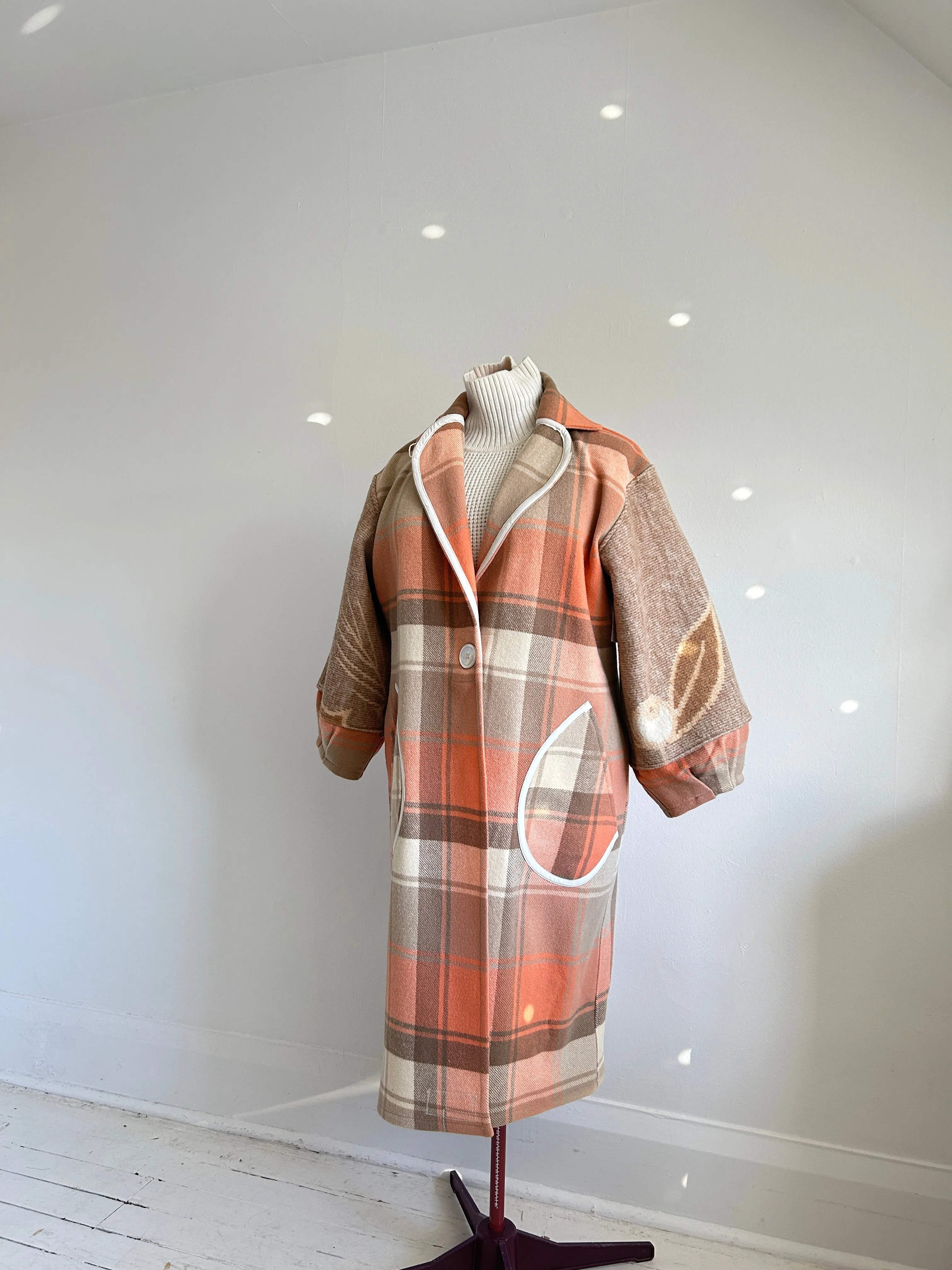 Trench with Vintage Wool Blankets Size XL/2X #TRENCH1