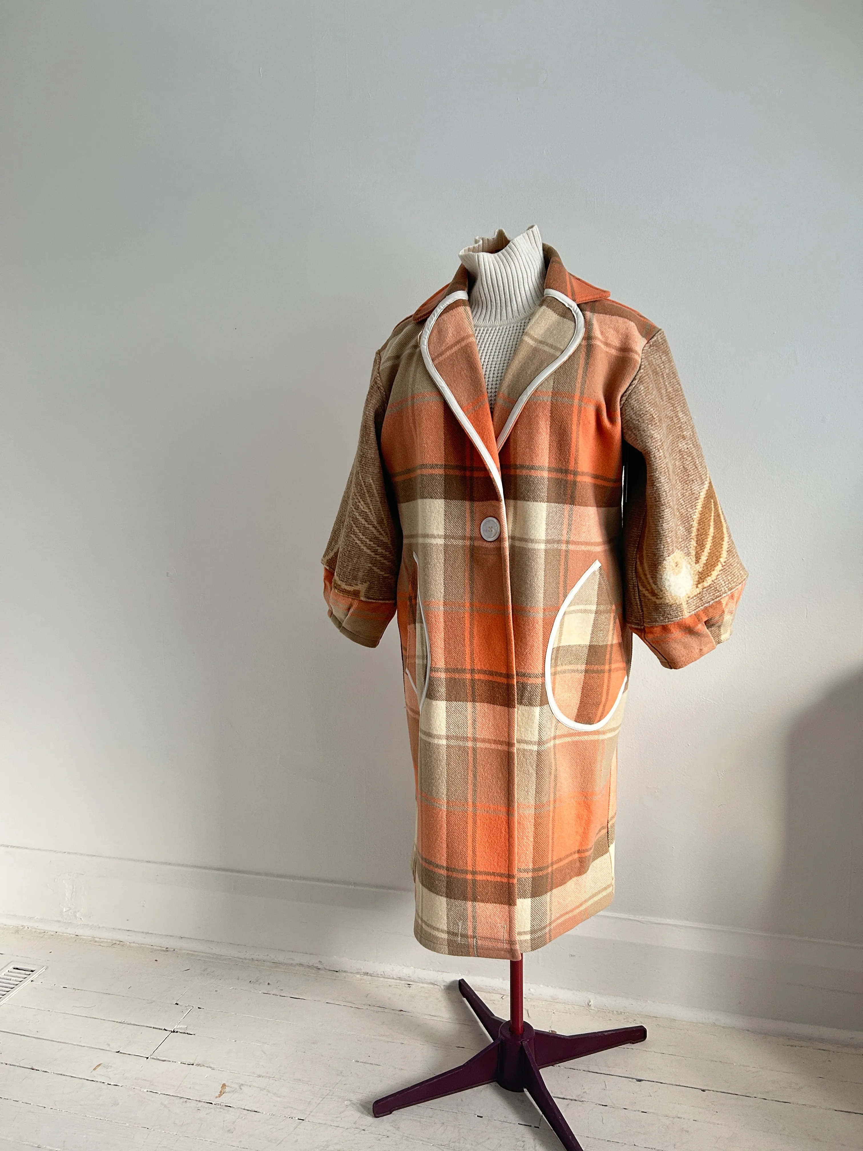 Trench with Vintage Wool Blankets Size XL/2X #TRENCH1