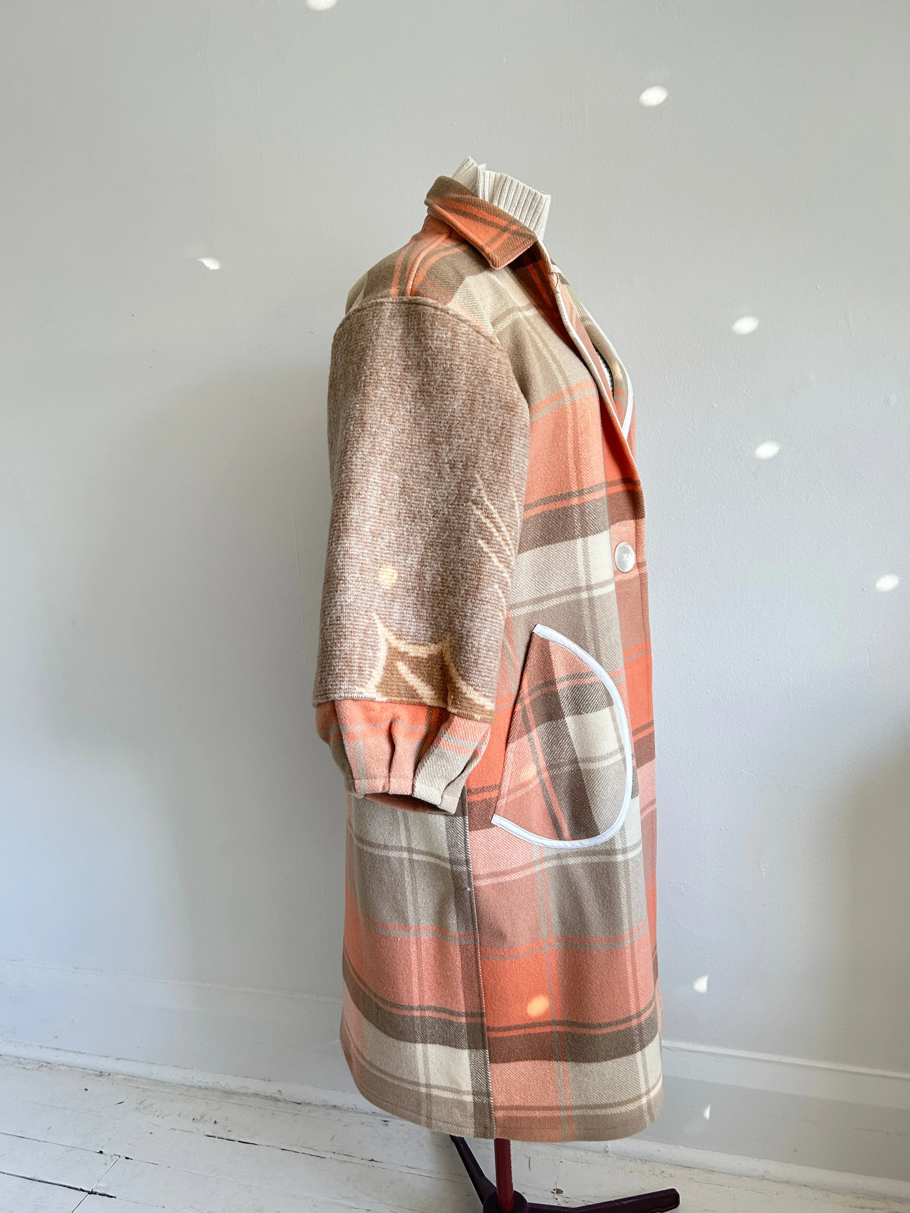 Trench with Vintage Wool Blankets Size XL/2X #TRENCH1