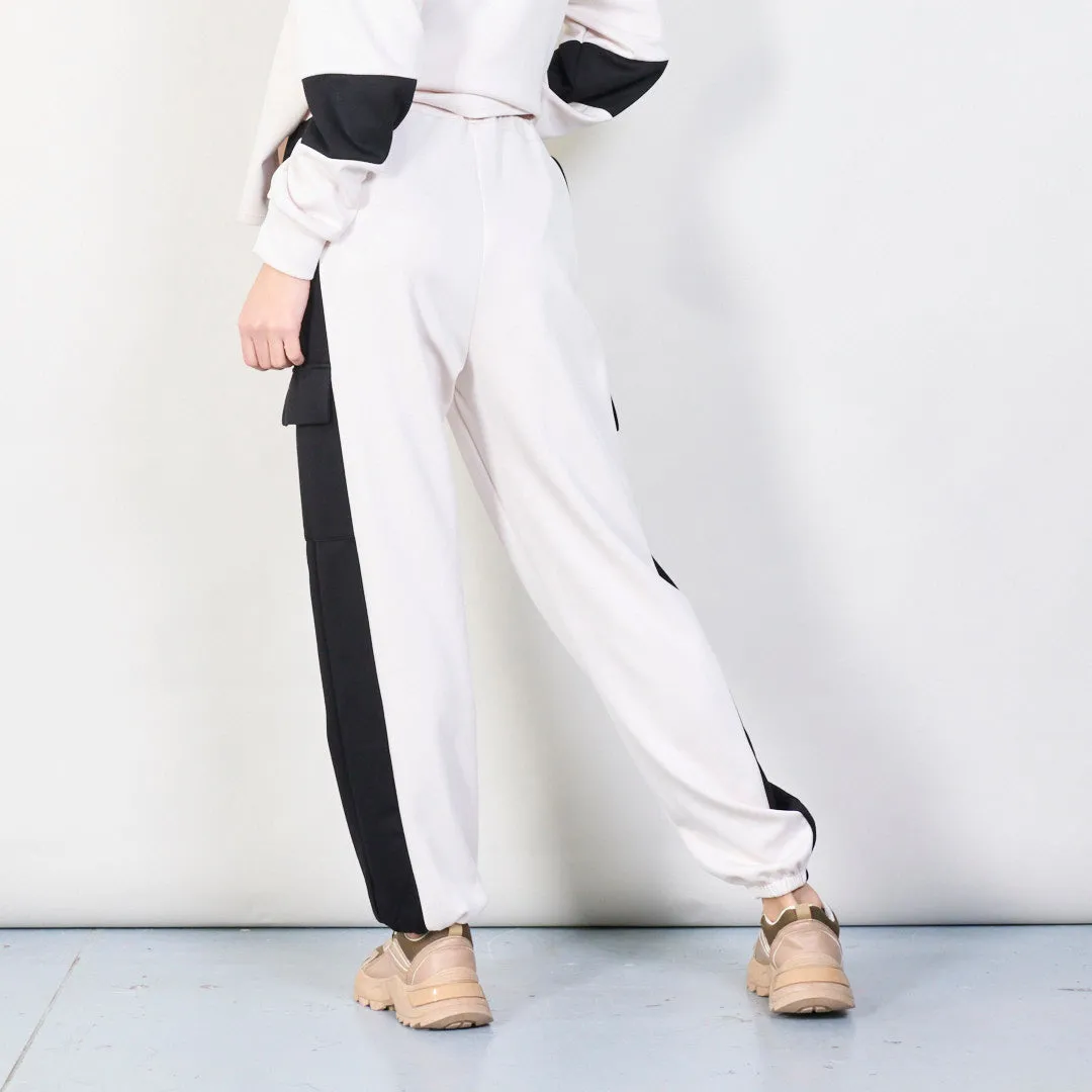 Trendy color-block jogger pants wholesale