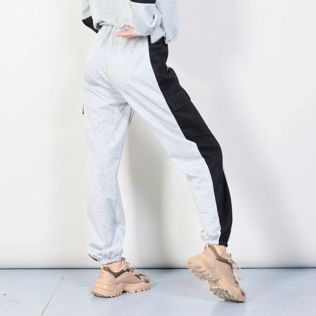 Trendy color-block jogger pants wholesale