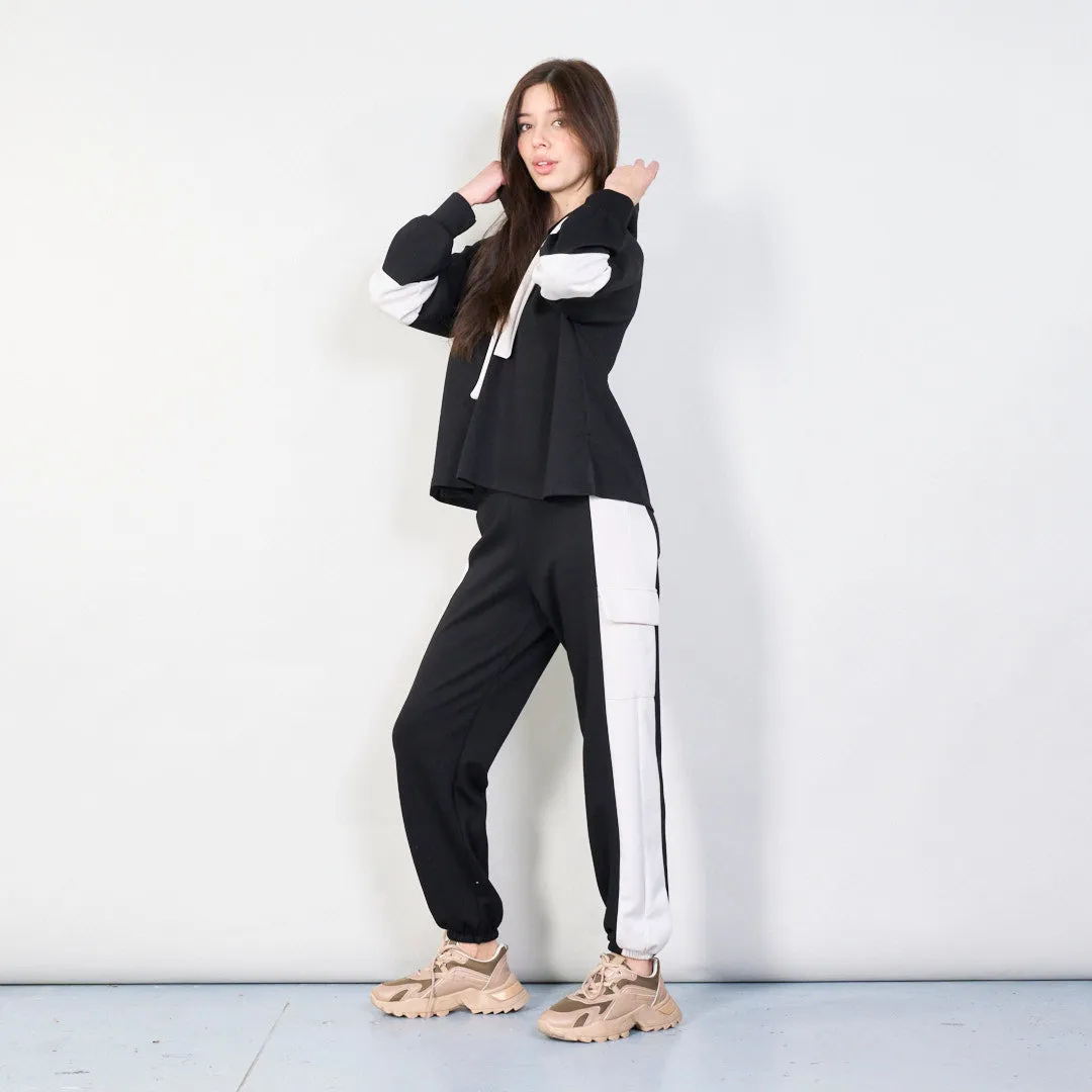 Trendy color-block jogger pants wholesale