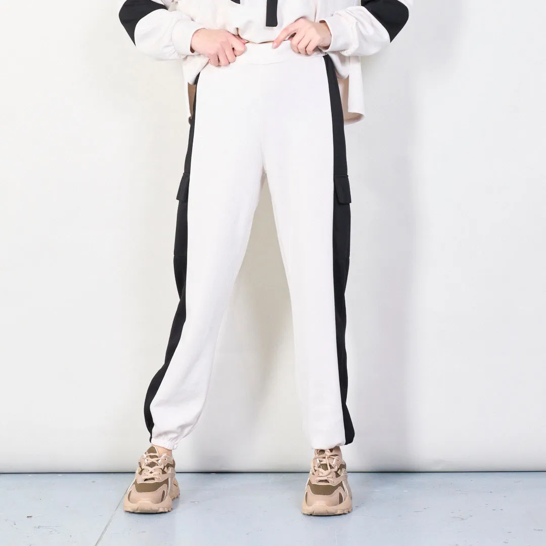 Trendy color-block jogger pants wholesale