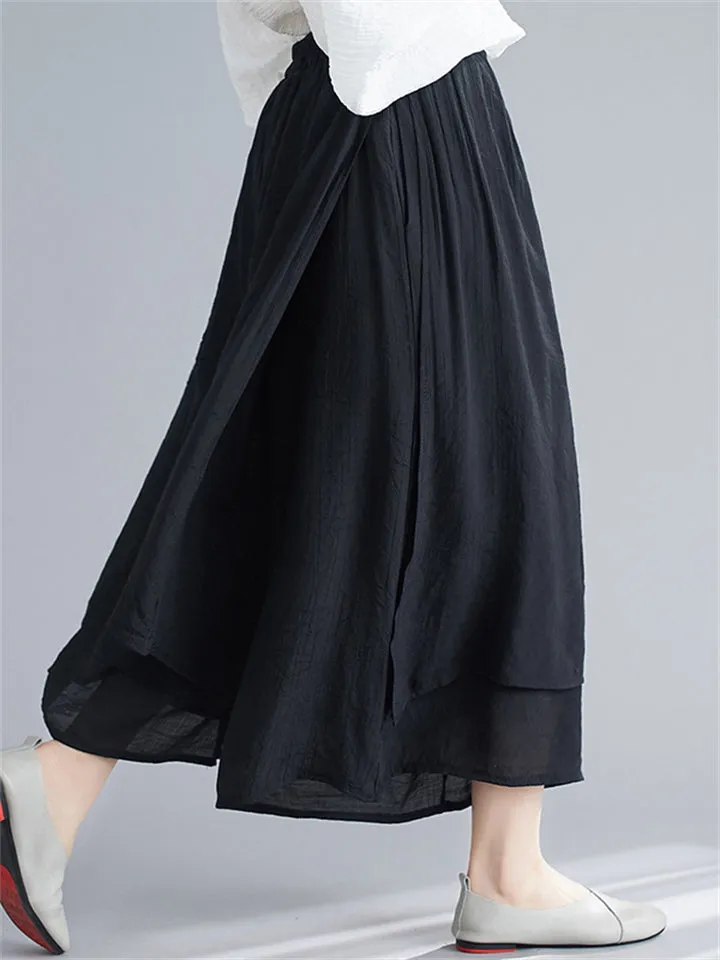 Trendy Solid Color Wide Leg Pants With Pockets