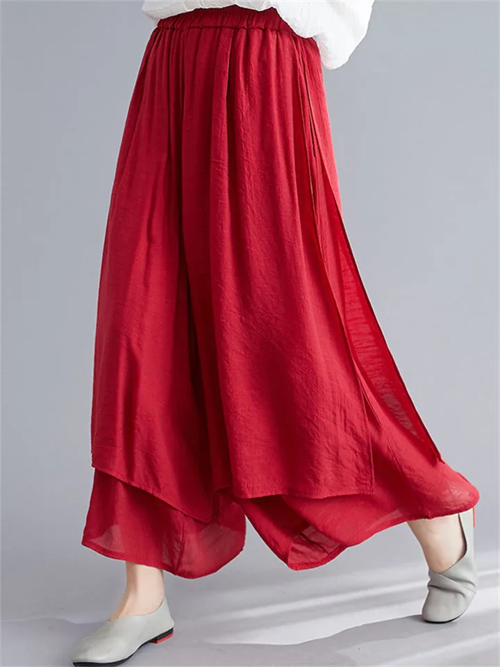 Trendy Solid Color Wide Leg Pants With Pockets