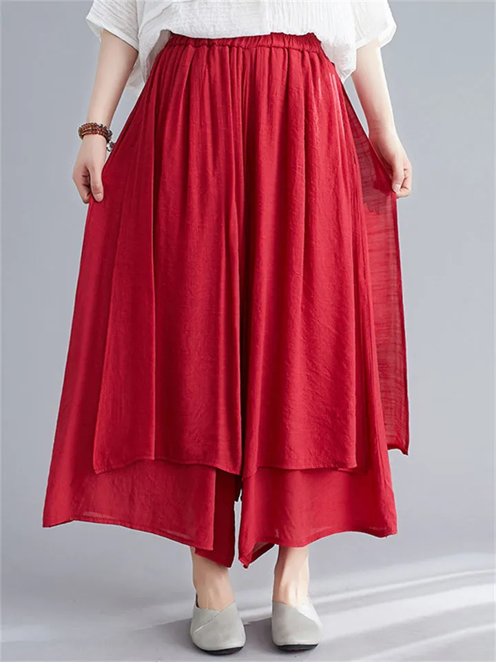 Trendy Solid Color Wide Leg Pants With Pockets