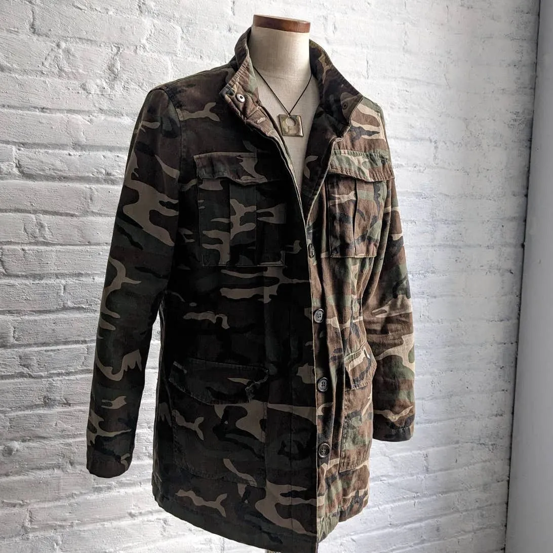 Vintage Army Camo Jacket Camouflage Shacket Military Fatigues Forest Jungle Coat