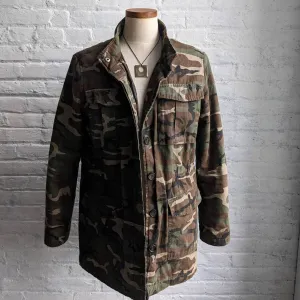 Vintage Army Camo Jacket Camouflage Shacket Military Fatigues Forest Jungle Coat