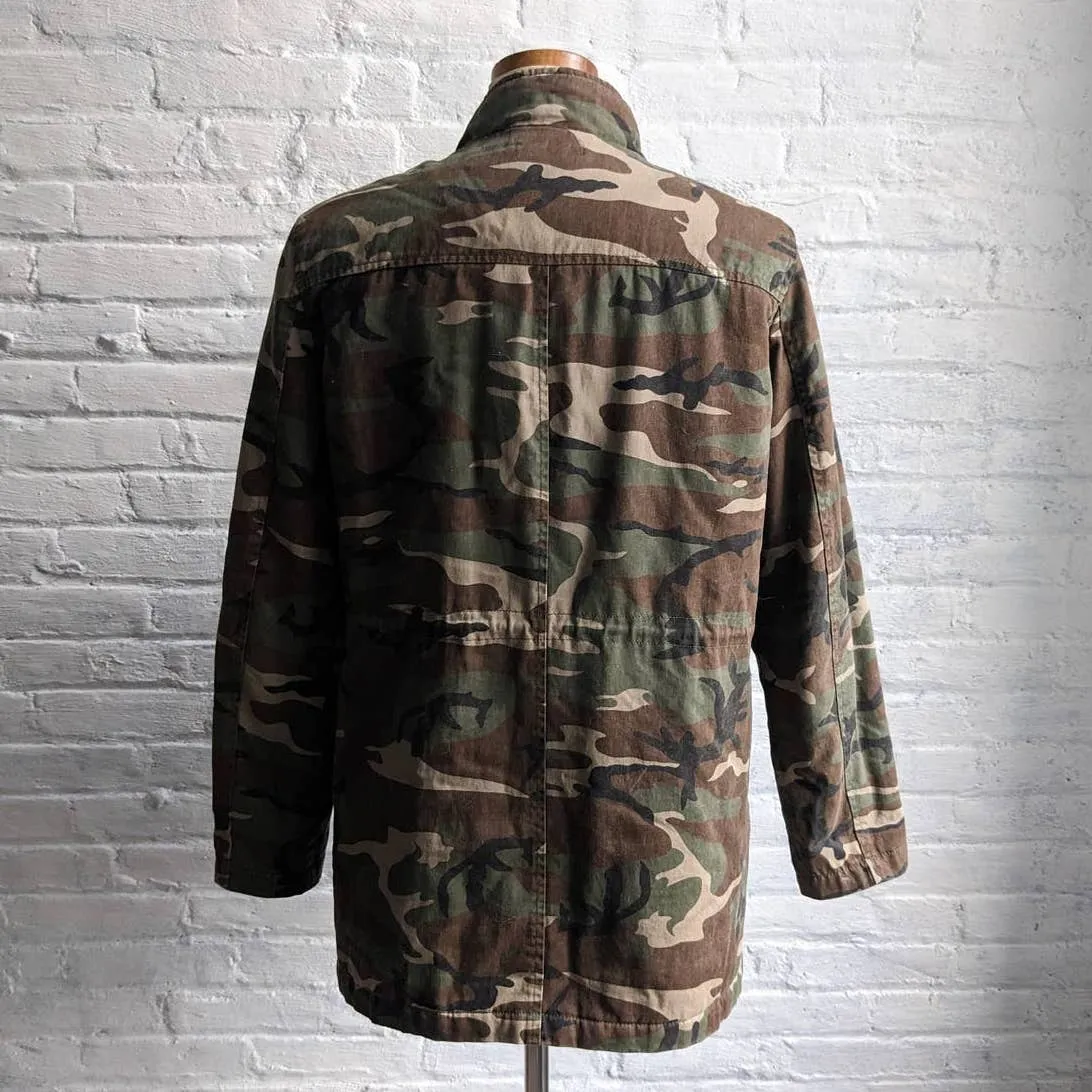 Vintage Army Camo Jacket Camouflage Shacket Military Fatigues Forest Jungle Coat