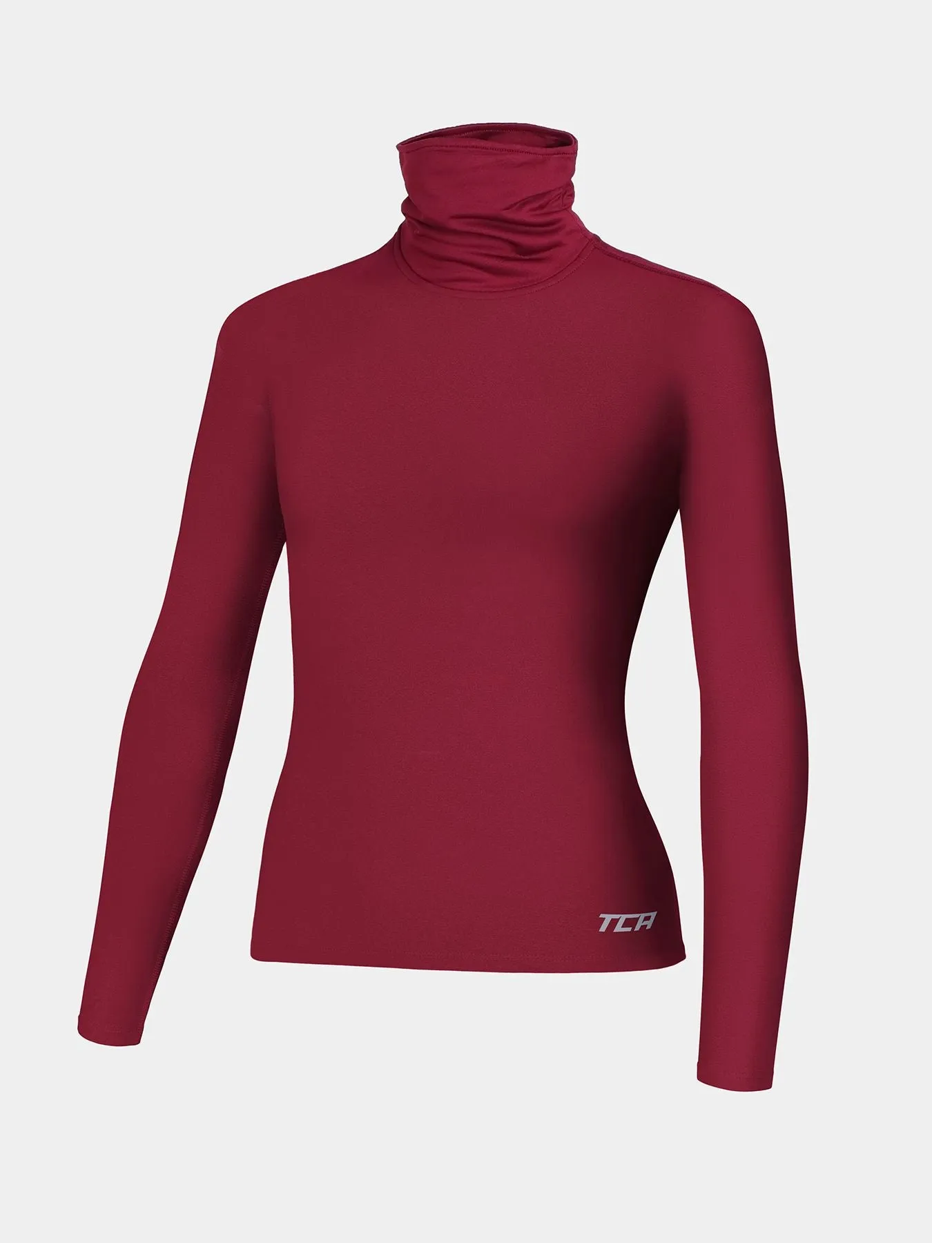 Warm-Up Thermal Long Sleeve Funnel Neck Top For Girls With Brushed Inner Fabric, Thumbholes & Reflective Strips