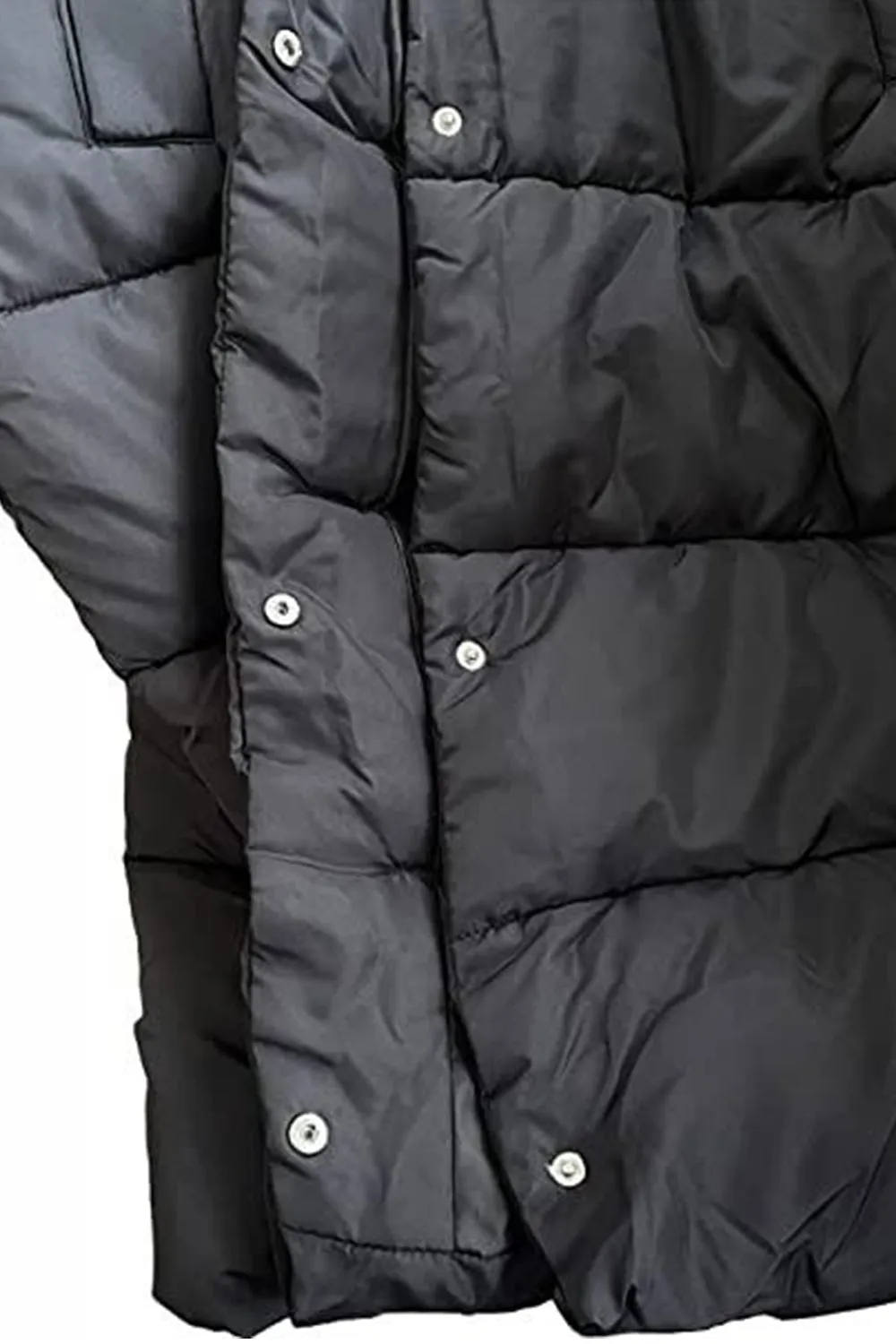 Womens Black Padded Long Gilet Hooded Puffer Jacket