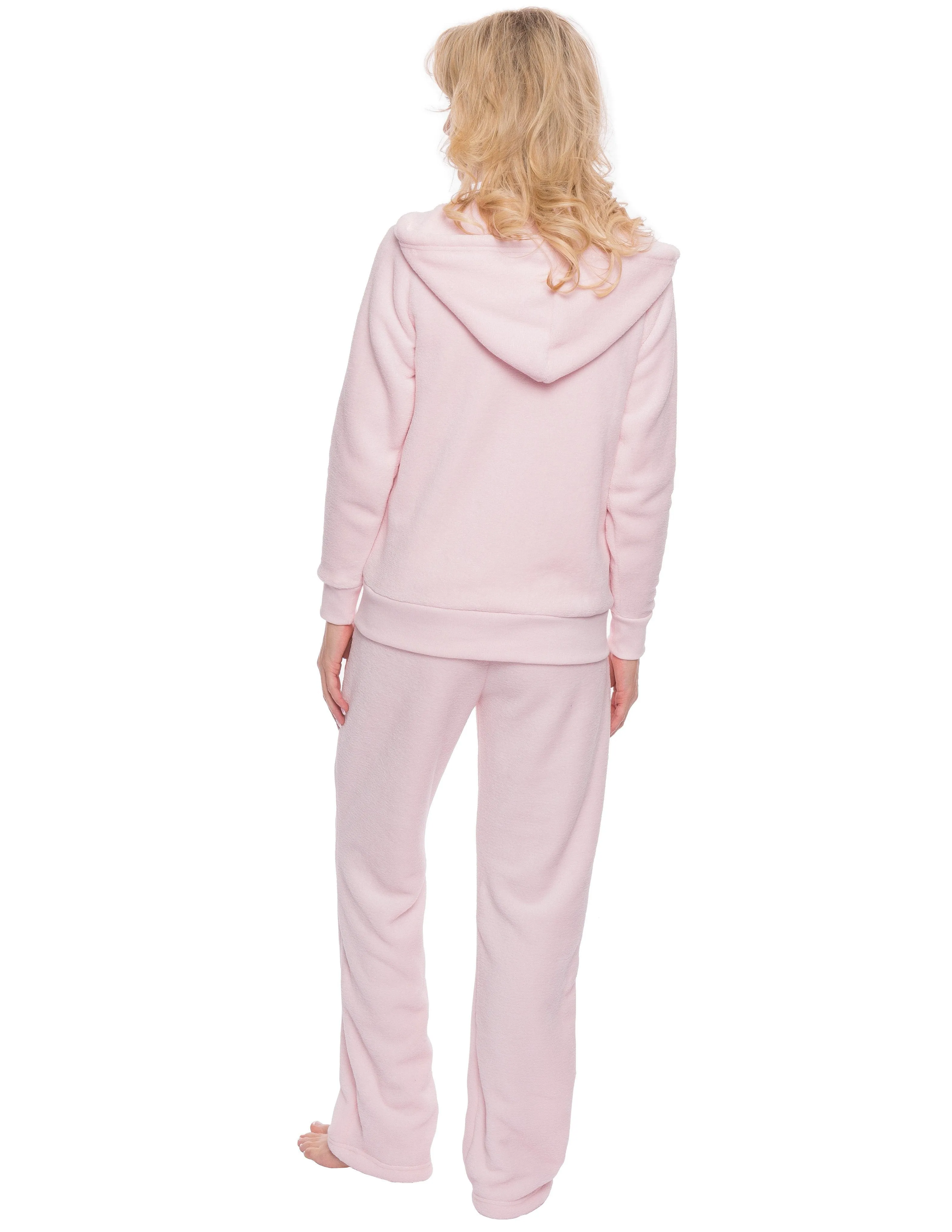 Women's Premium Coral Fleece Plush 3 Piece Lounge Set - Light Pink